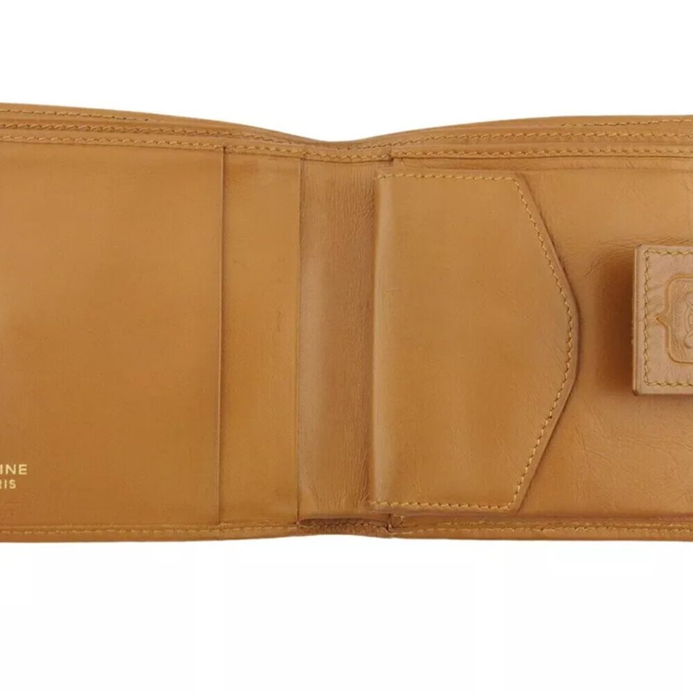 CELINE Two-folded wallet Macadam beige PVC x leather Authentic used - Picture 9 of 10